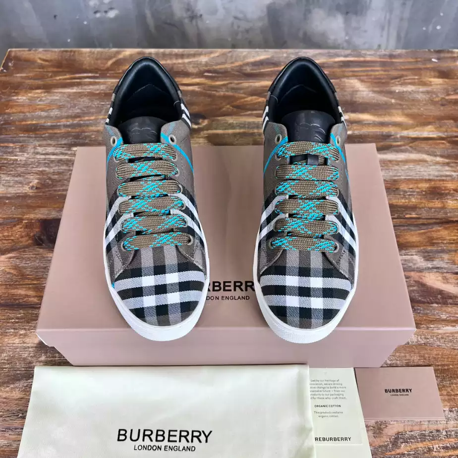 BURBERRY CHECK AND LEATHER SNEAKERS – BBR074