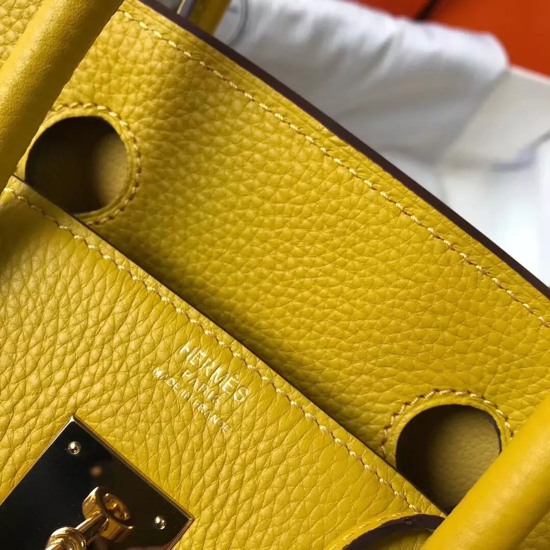 Hermes Birkin 30cm Bag In Yellow Clemence Leather GHW – HW020