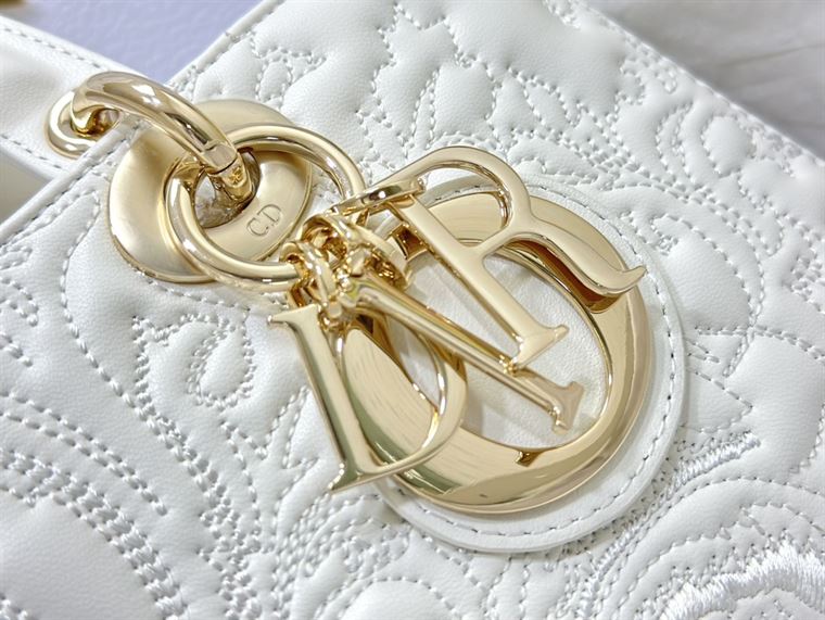 DIOR MEDIUM LADY D-JOY BAG LATTE QUILTED EFFECT LAMBSKIN WITH ORNAMENTAL MOTIF – DOB060