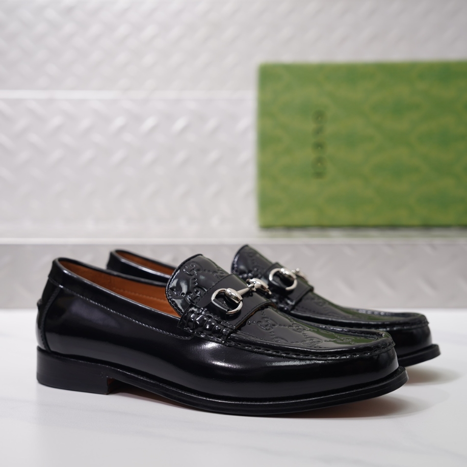 GUCCI LEATHER BLACK GC LOGO HORSEBIT LOAFER – GL055