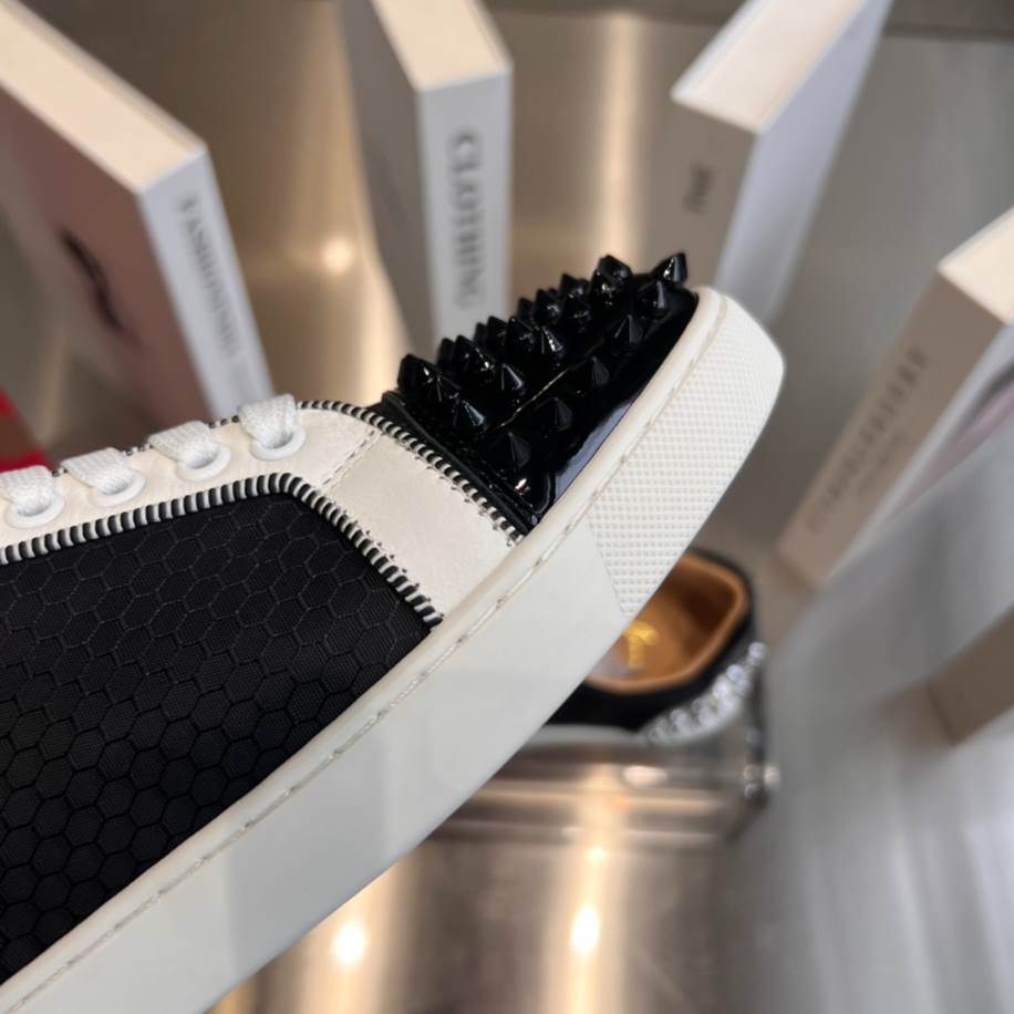 Christian Louboutin Low Top Black White Silver Sneaker – CLS048