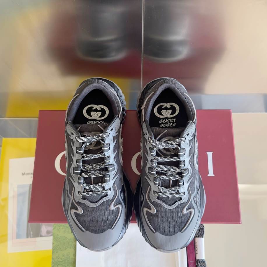 Gucci Ripple Splash Black Grey Fabric Sneakers – GCC201