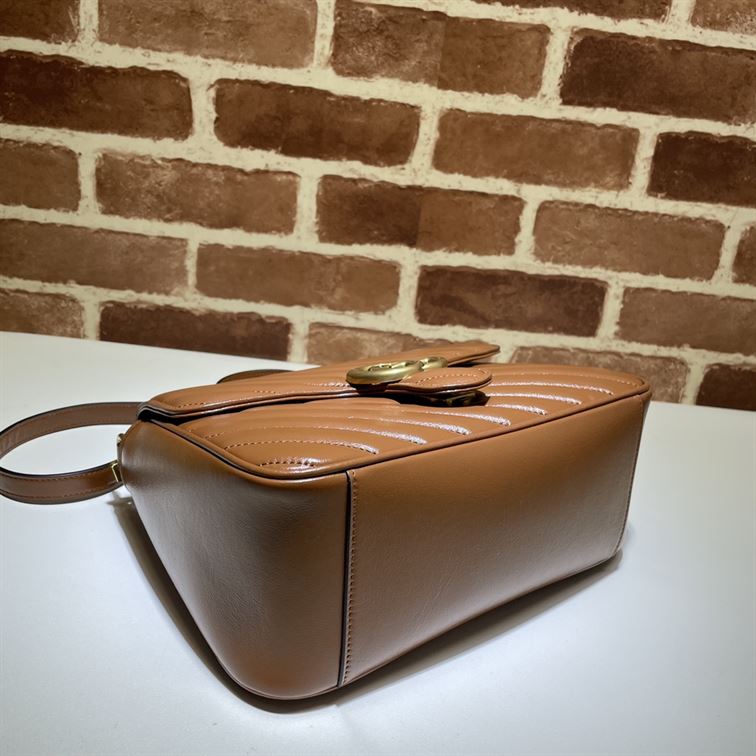 GUCCI GG MARMONT SMALL TOP HANDLE BAG IN BROWN LEATHER – GB52