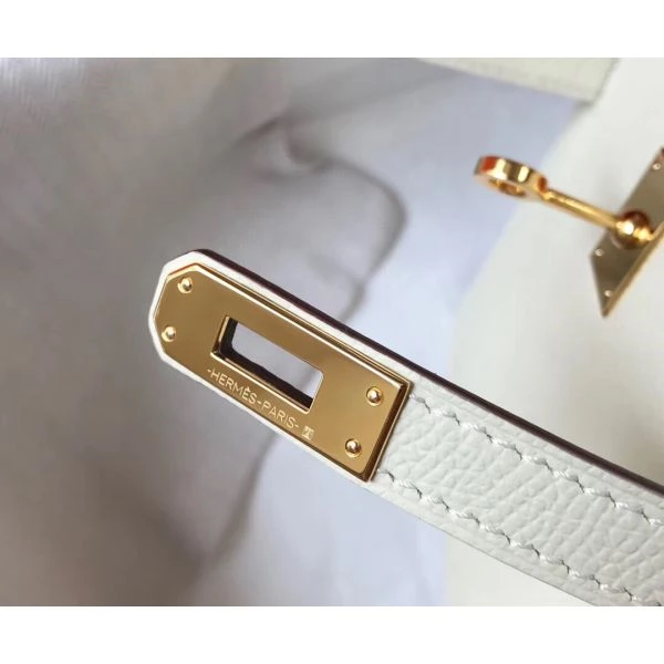Hermes Kelly Mini II Bag In White Epsom Leather GHW – HW117