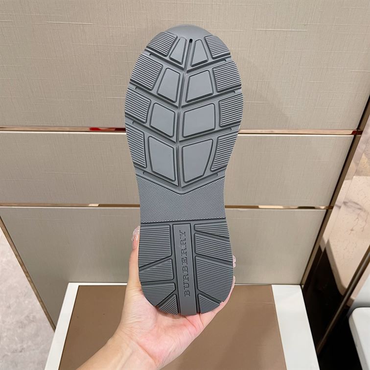 BURBERRY CHECK NYLON, LEATHER AND SUEDE SNEAKERS – BBR031