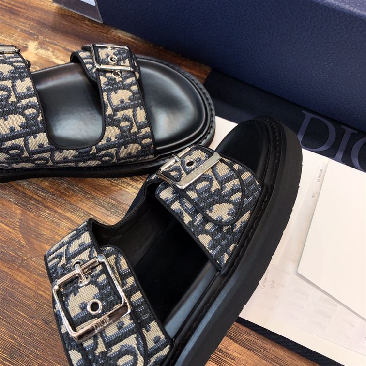 DIOR AQUA SANDAL BEIGE AND BLACK DIOR OBLIQUE JACQUARD – DS008