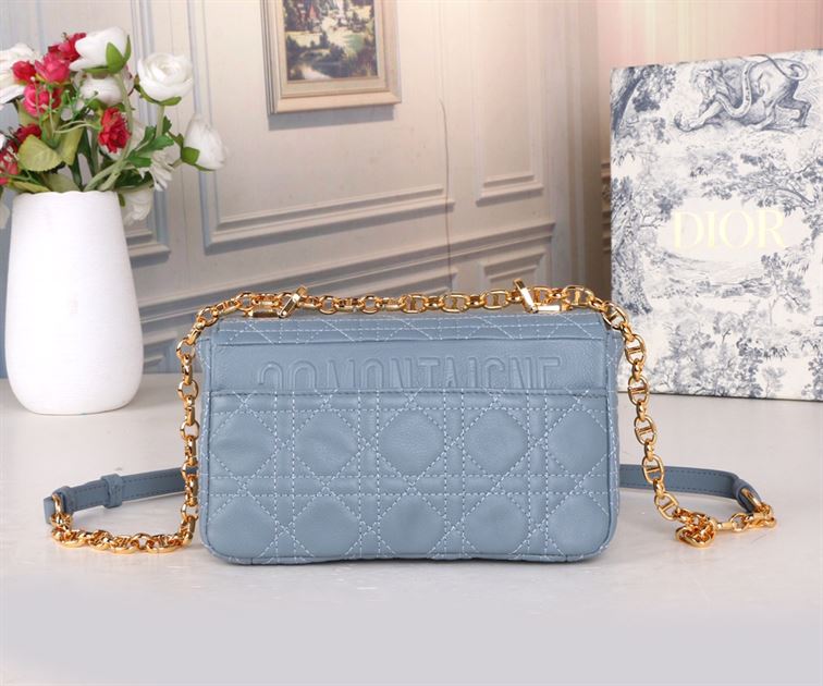 DIOR SMALL DIOR CARO BAG BLUE SUPPLE CANNAGE CALFSKIN – DOB121