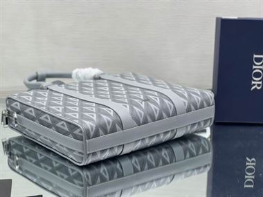 DIOR LINGOT BRIEFCASE BLACK CD DIAMOND CANVAS AND SMOOTH CALFSKIN – DIO033
