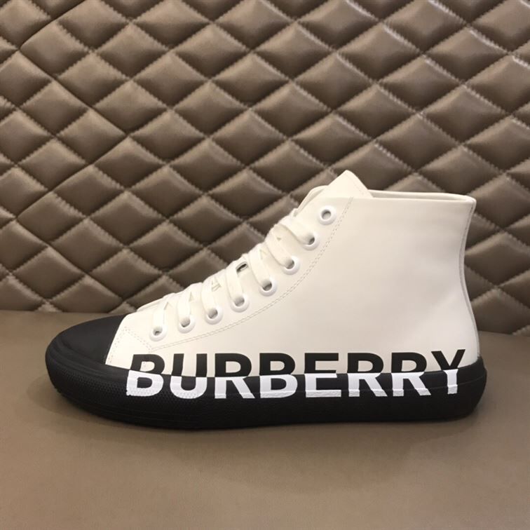 BURBERRY LOGO PRINT GABARDINE HIGH-TOP SNEAKERS – BBR029