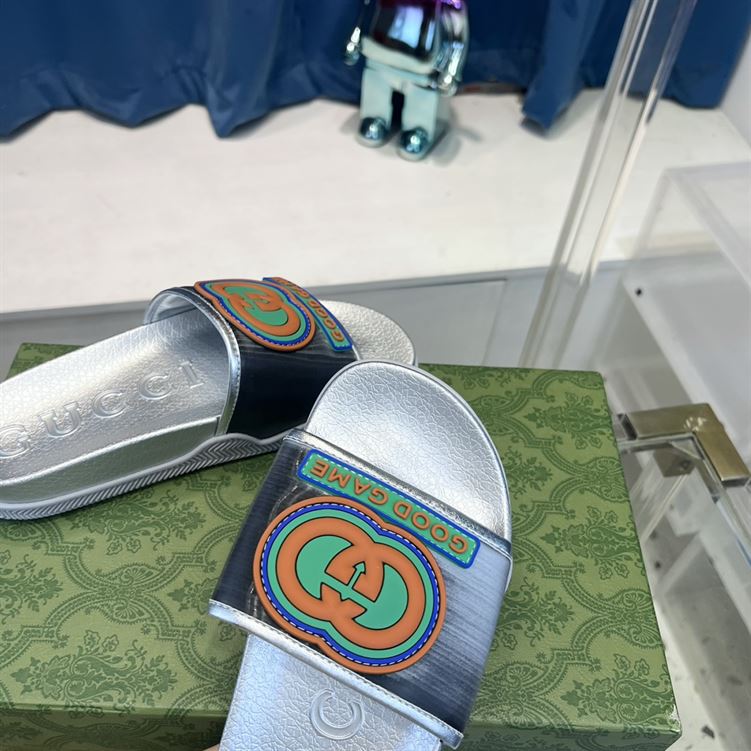 GUCCI SLIDE INTERLOCKING G LEATHER BLACK FOR MEN – GSL005