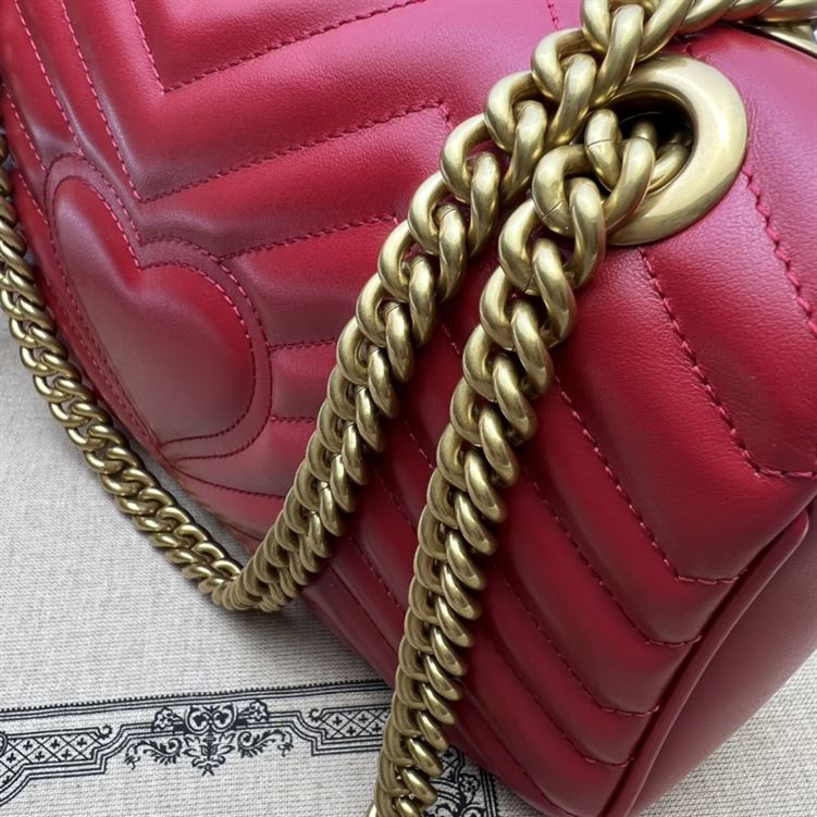 GUCCI GG MARMONT SMALL SHOULDER BAG RED LEATHER – GB62