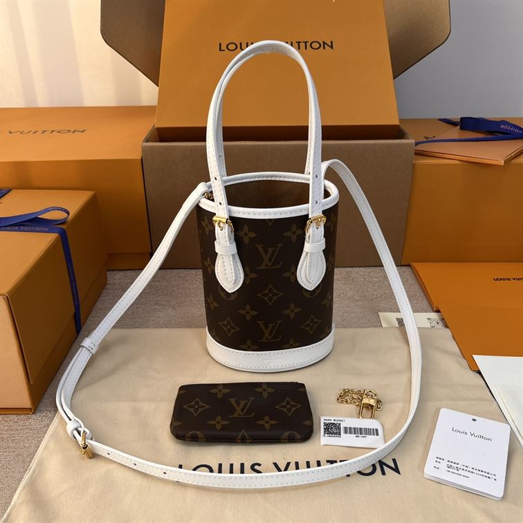 LOUIS VUITTON NANO BUCKET BROWN WHITE – LW134