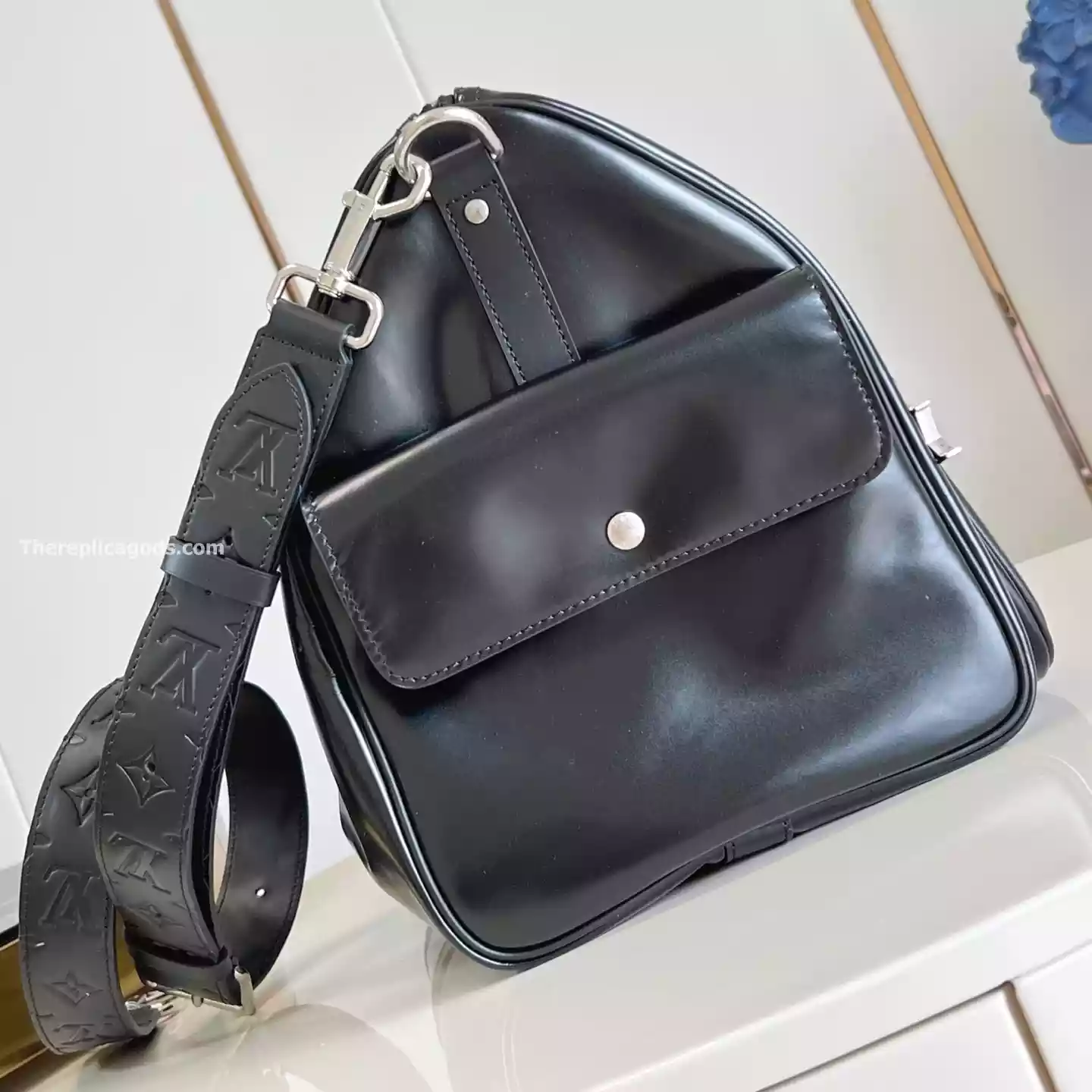 KEEPALL CARGO BANDOULIERE 50 BAG BLACK CALF LEATHER – LW308