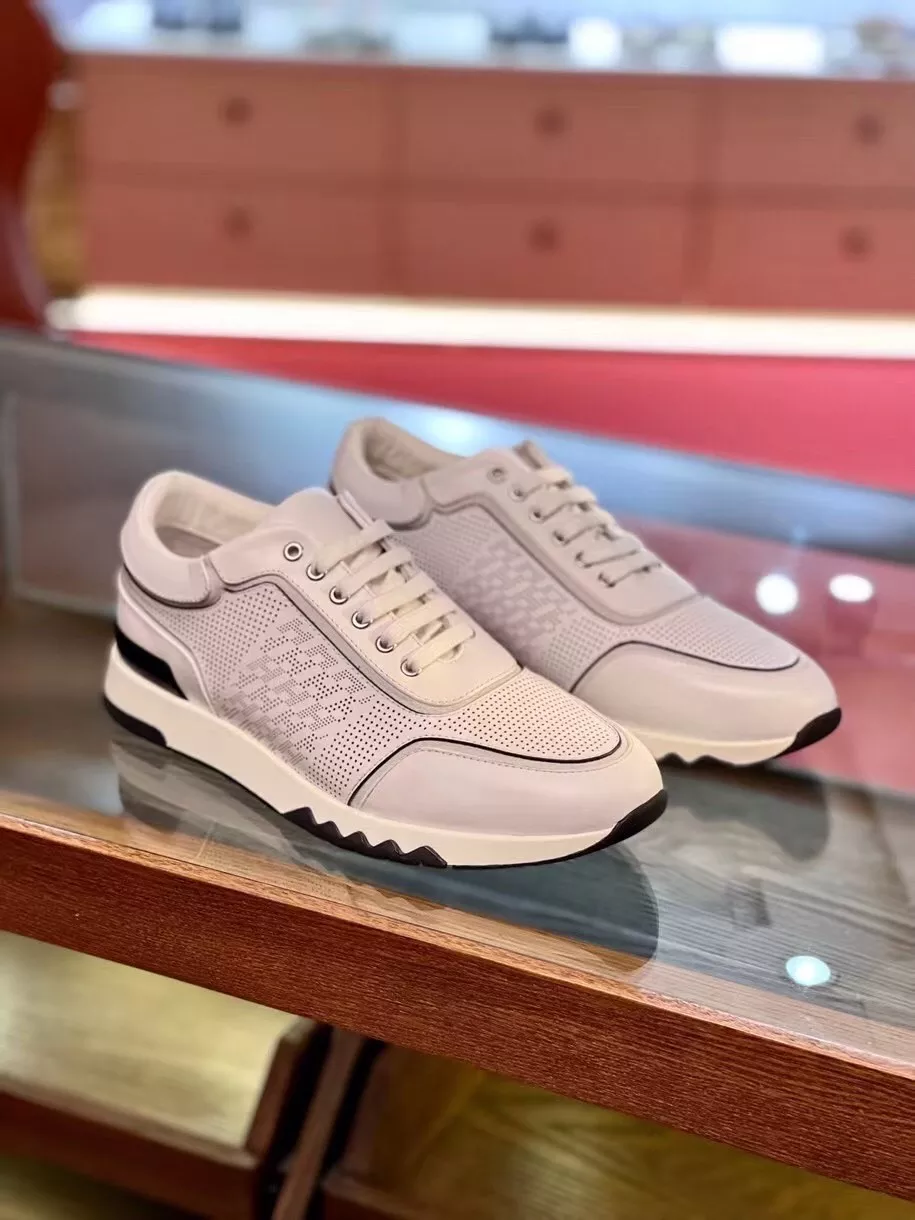 Hermes Men’s C-Addict Sneakers In White Perforated Calfskin – HM039