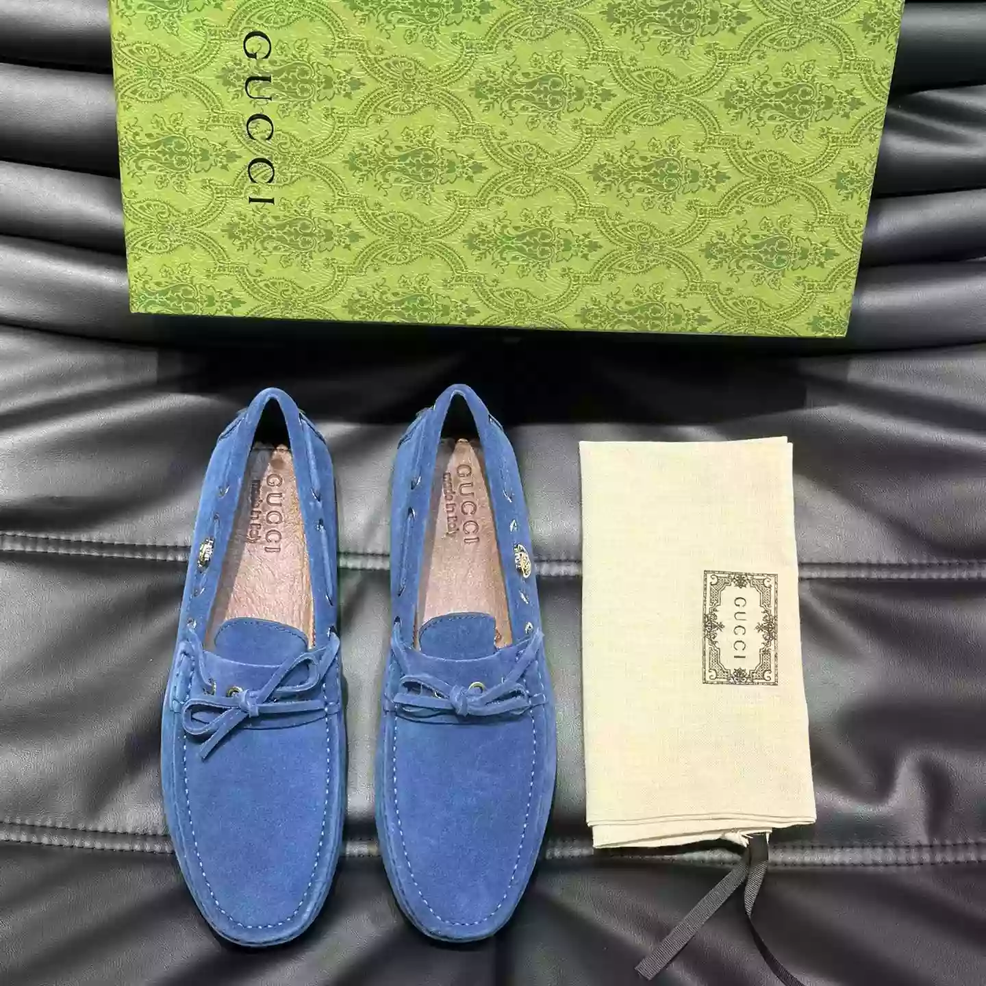 MEN’S DRIVER WITH INTERLOCKING G IN BLUE  – GL100