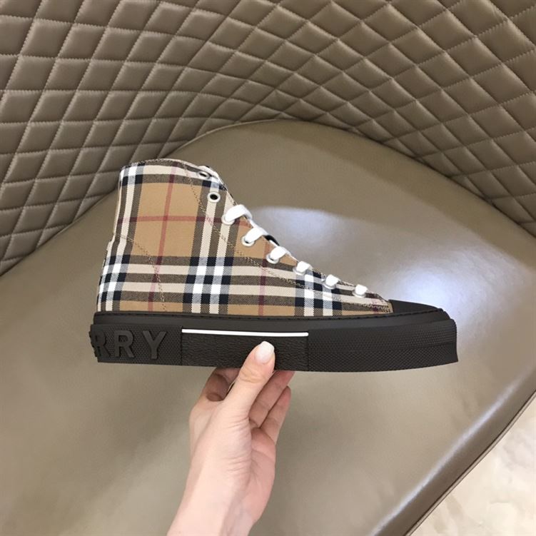 BURBERRY VINTAGE CHECK COTTON HIGH-TOP SNEAKERS – BBR027