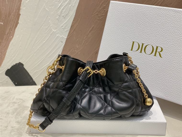 DIOR SMALL DIOR AMMI BAG BLACK SUPPLE MACROCANNAGE LAMBSKIN – DOB046