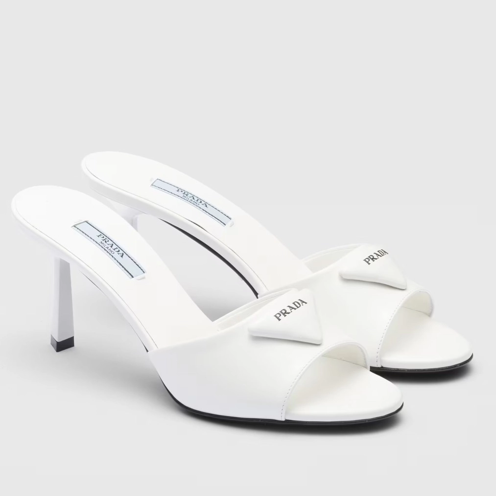 PRADA HEELED SANDALS 75MM IN WHITE BRUSHED LEATHER – PSD016