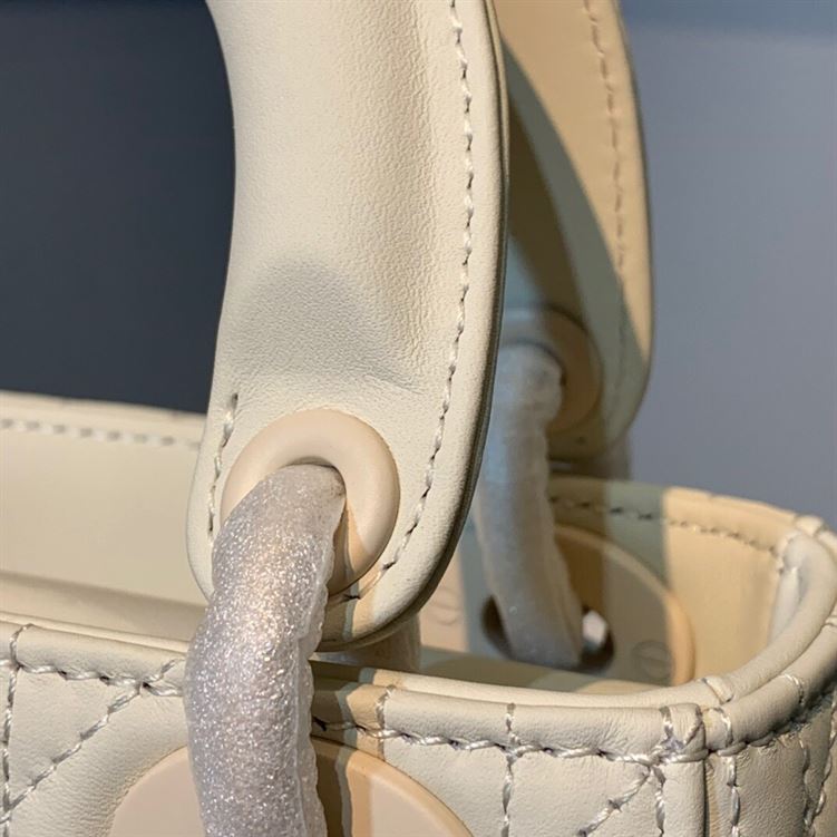 DIOR MINI LADY DIOR BAG LATTE ULTRAMATTE CANNAGE CALFSKIN – DOB040