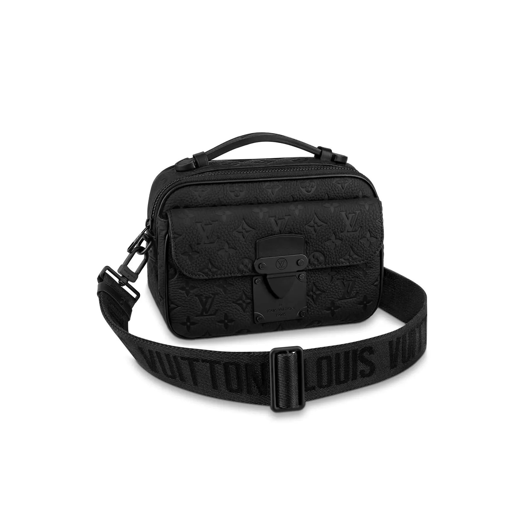 S Lock Messenger Bag Black Monogram-Embossed Taurillon Cowhide Leather M58489 – LW230