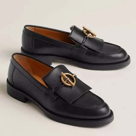 Hermes Women’s Impact Loafers in Black Leather – HM051