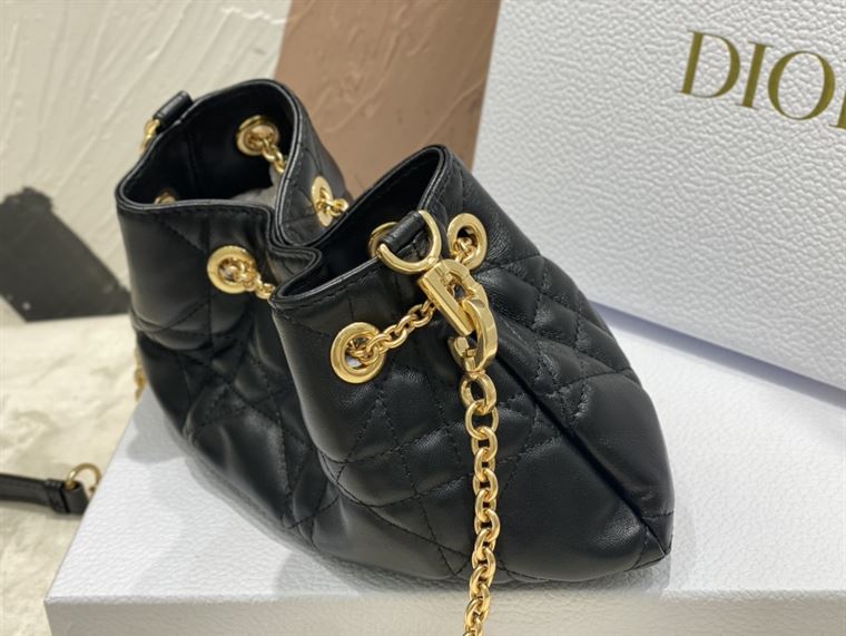 DIOR SMALL DIOR AMMI BAG BLACK SUPPLE MACROCANNAGE LAMBSKIN – DOB046