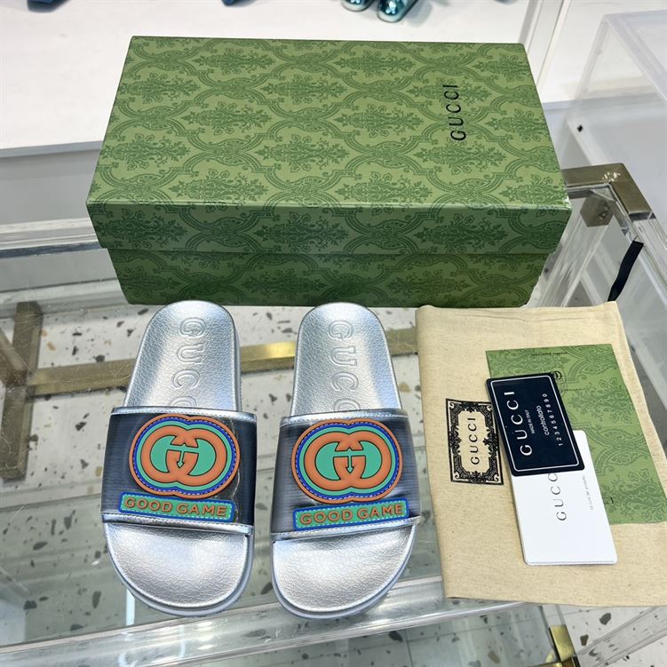 GUCCI SLIDE INTERLOCKING G LEATHER BLACK FOR MEN – GSL005