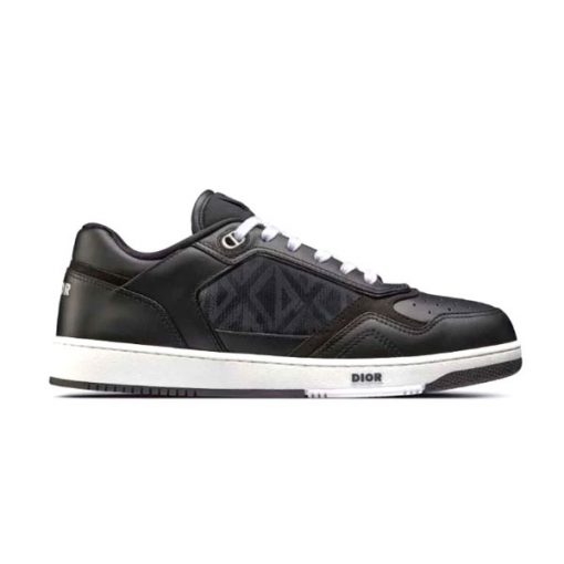 DIOR B27 LOW-TOP SNEAKER BLACK SMOOTH CALFSKIN AND CD DIAMOND CANVAS – DO141