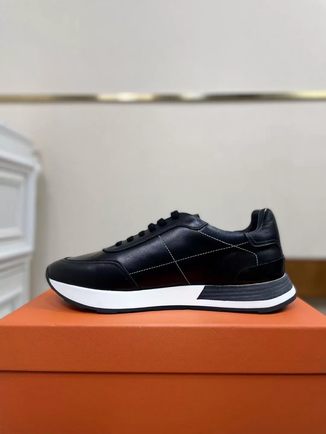 Hermes Men’s Drive Sneakers In Black Leather – HM033