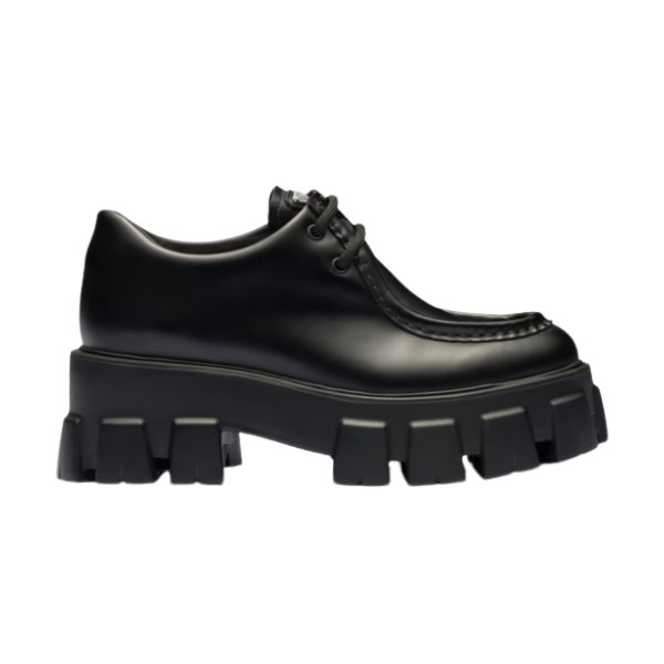 PRADA MONOLITH BRUSHED LEATHER LACE-UP SHOES – PRS059