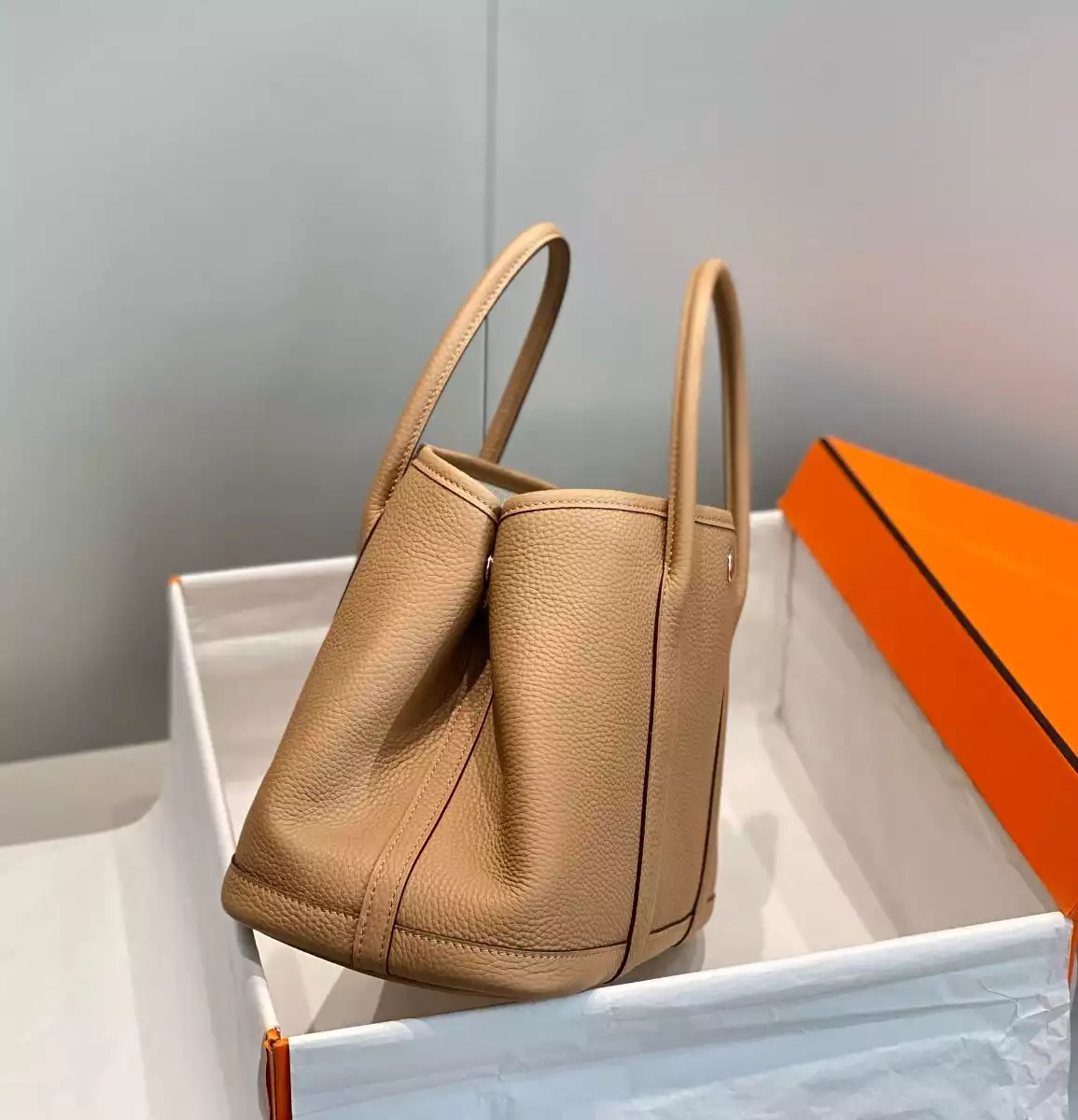Hermes Garden Party 30 Bag In Chai Taurillon Leather – HW073