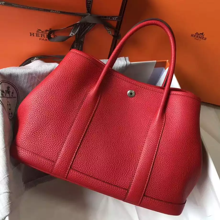 Hermes Garden Party 30 Bag In Red Taurillon Leather – HW074