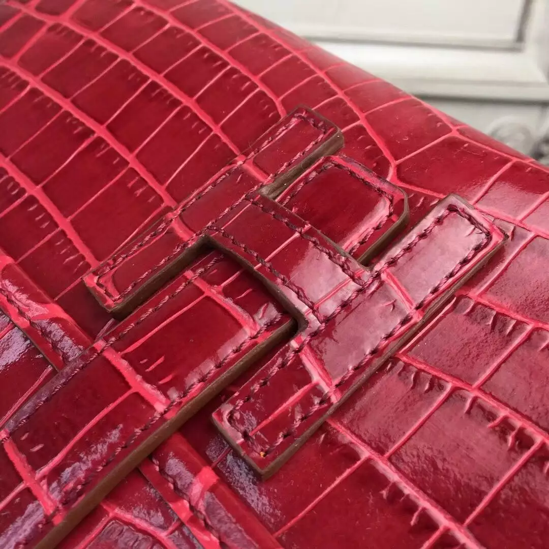Hermes Jige Elan 29 Clutch In Dark Red Crocodile Leather – HW107