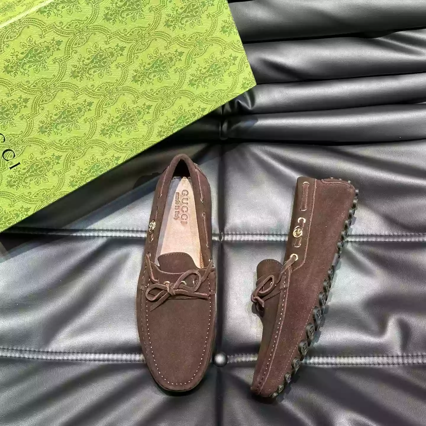 MEN’S DRIVER WITH INTERLOCKING G IN DARK BROWN – GL099