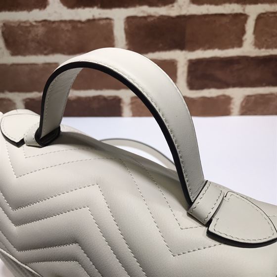 GUCCI GG MARMONT SMALL TOP HANDLE BAG IN WHITE LEATHER – GB51