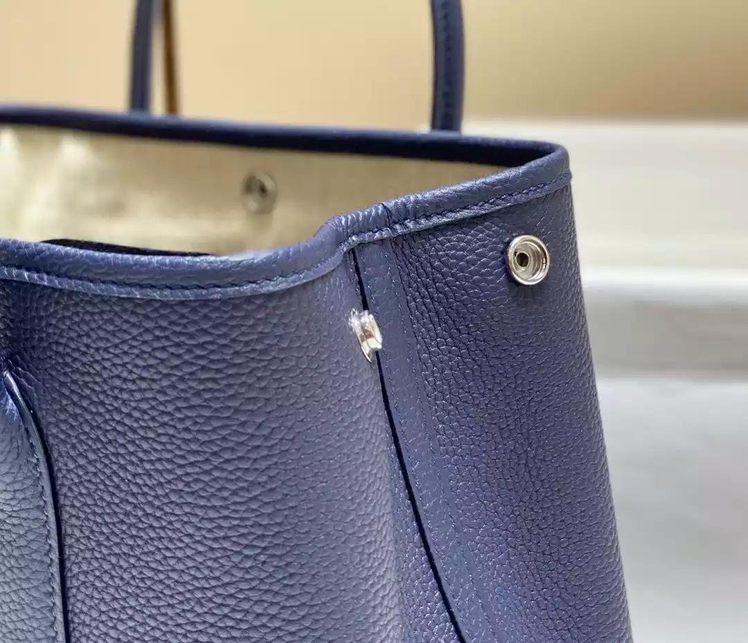 Hermes Garden Party 30 Bag In Blue Saphir Taurillon Leather – HW071
