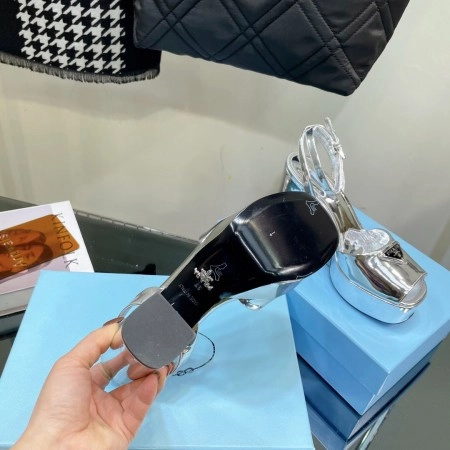 PRADA PLATFORM SANDALS 135MM IN SILVER METALLIC LEATHER – PSD056