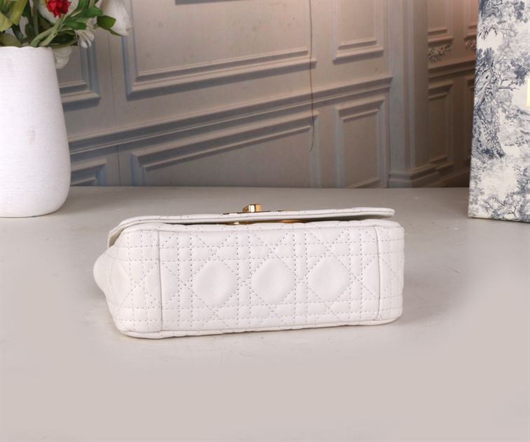 DIOR SMALL DIOR CARO BAG WHITE SUPPLE CANNAGE CALFSKIN – DOB119