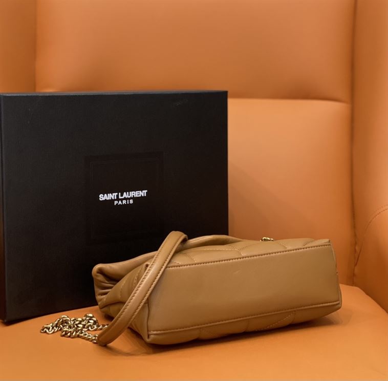 YSL PUFFER TOY BROWN BAG IN QUILTED LAMBSKIN – YB056