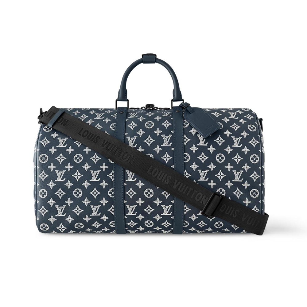 Louis Vuitton Keepall Bandoulière 50 in Ink Blue/White Monogram Shadow Leather – LW193