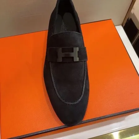Hermes Men’s Paris Loafers In Black Suede Calfskin – HM013