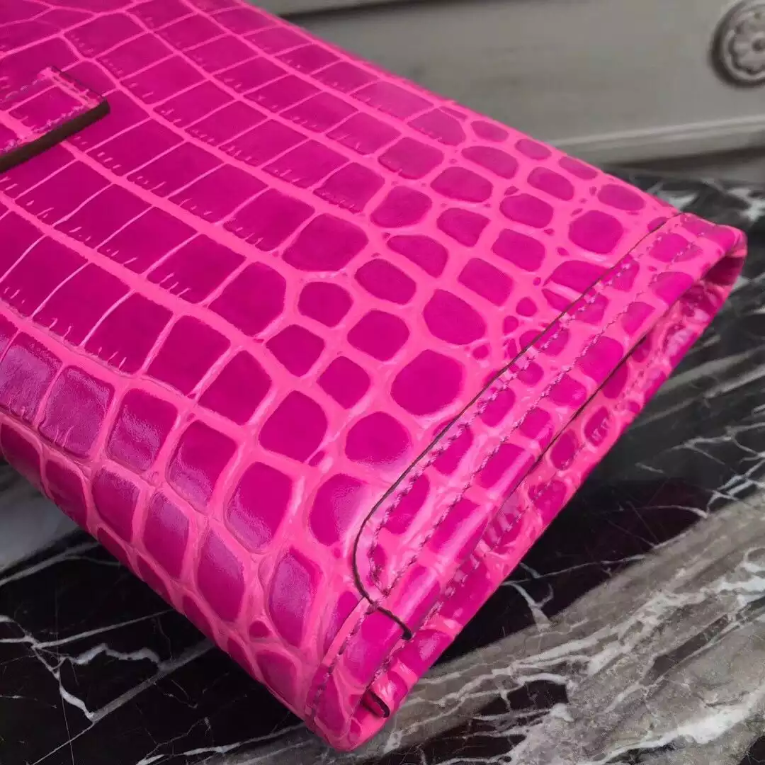 Hermes Jige Elan 29 Clutch In Rose Red Crocodile Leather – HW109