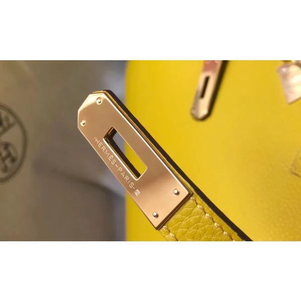 Hermes Birkin 25cm Bag In Yellow Clemence Leather GHW – HW004