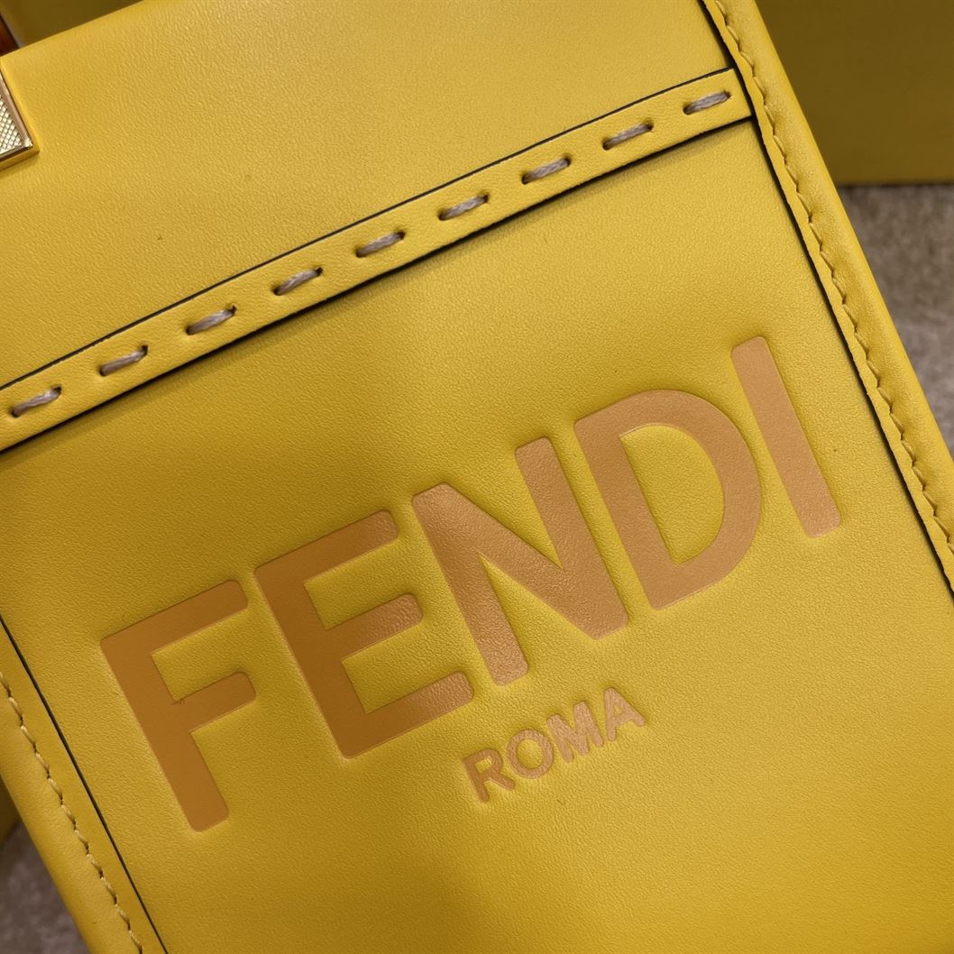 FENDI MINI SUNSHINE SHOPPER YELLOW LEATHER MINI BAG – F013