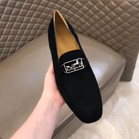 Hermes Men’s Tenor Loafers In Black Suede Calfskin – HM015