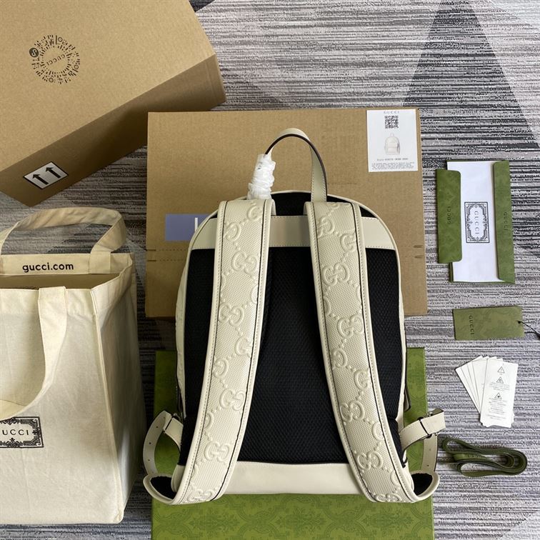 GUCCI LOGO EMBOSSED PERFORATED LEATHER BACKPACK – BG037