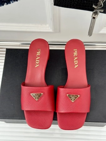 PRADA HEELED SANDALS 35MM IN RED SAFFIANO LEATHER – PSD029