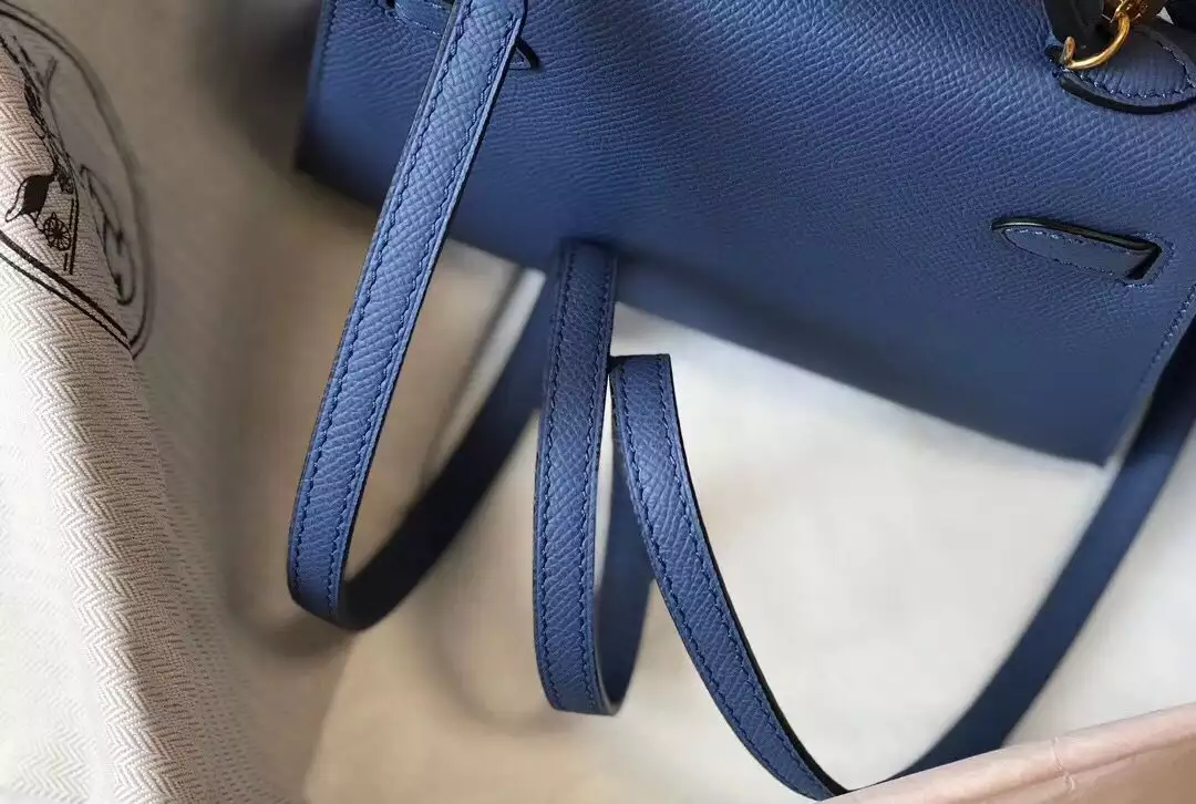 Hermes Kelly Mini II Bag In Blue Agate Epsom Leather GHW – HW121