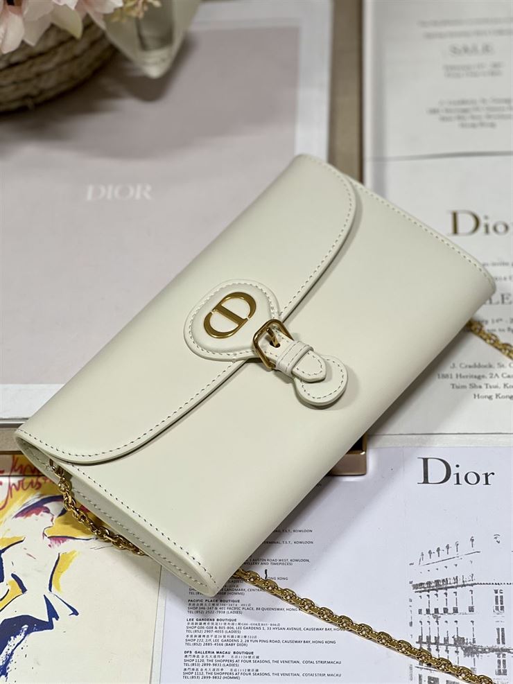 DIOR BOBBY EAST-WEST POUCH WITH CHAIN LATTE SMOOTH CALFSKIN – DOB099