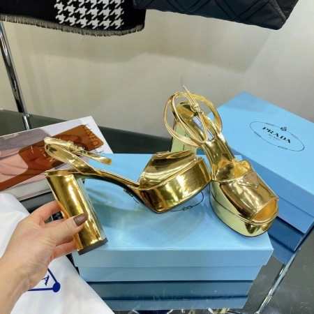 PRADA PLATFORM SANDALS 135MM IN GOLD METALLIC LEATHER – PSD057